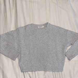 H&M Gray Ribbed Sweater Girls Size 10/12 Used